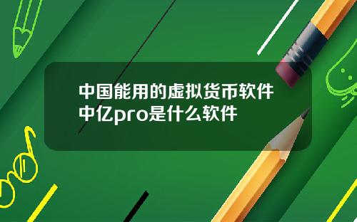 中国能用的虚拟货币软件 中亿pro是什么软件