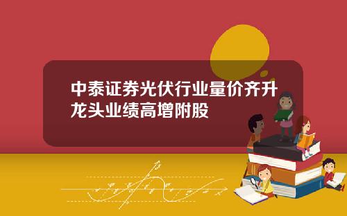 中泰证券光伏行业量价齐升龙头业绩高增附股