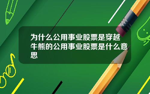 为什么公用事业股票是穿越牛熊的公用事业股票是什么意思