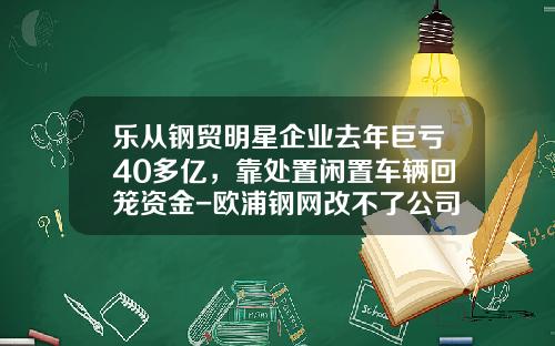 乐从钢贸明星企业去年巨亏40多亿，靠处置闲置车辆回笼资金-欧浦钢网改不了公司名字怎么办【新闻】.