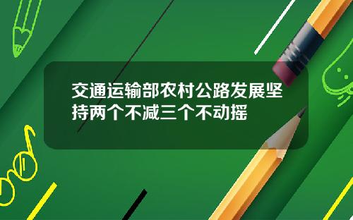 交通运输部农村公路发展坚持两个不减三个不动摇
