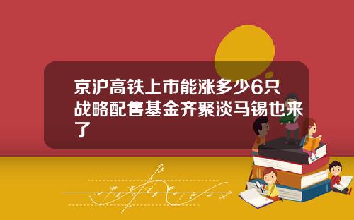 京沪高铁上市能涨多少6只战略配售基金齐聚淡马锡也来了