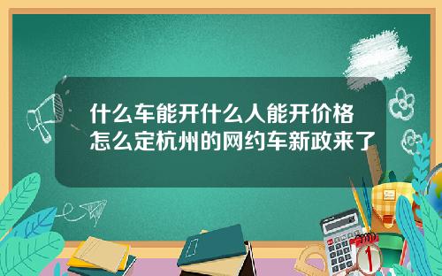什么车能开什么人能开价格怎么定杭州的网约车新政来了