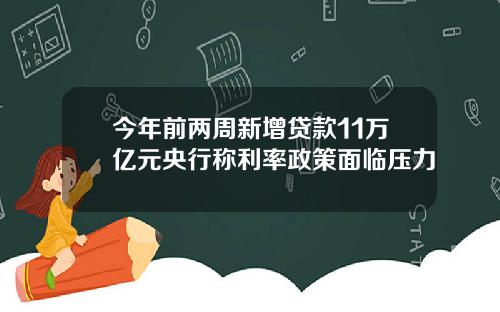 今年前两周新增贷款11万亿元央行称利率政策面临压力