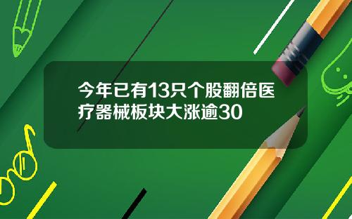 今年已有13只个股翻倍医疗器械板块大涨逾30