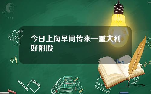 今日上海早间传来一重大利好附股