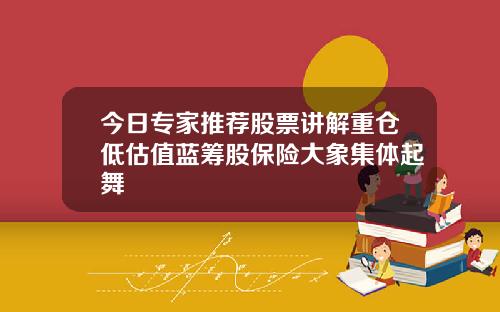 今日专家推荐股票讲解重仓低估值蓝筹股保险大象集体起舞