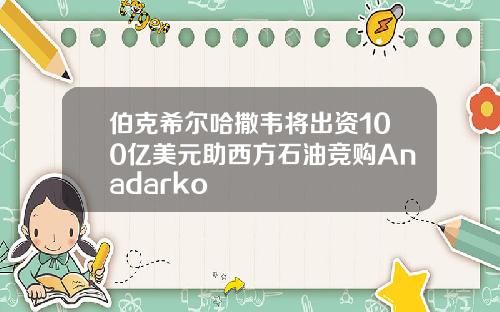 伯克希尔哈撒韦将出资100亿美元助西方石油竞购Anadarko