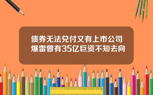 债券无法兑付又有上市公司爆雷曾有35亿巨资不知去向