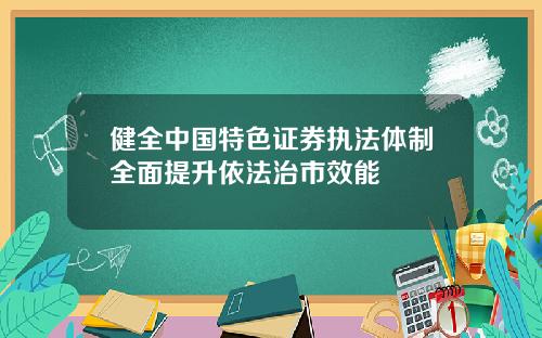 健全中国特色证券执法体制全面提升依法治市效能