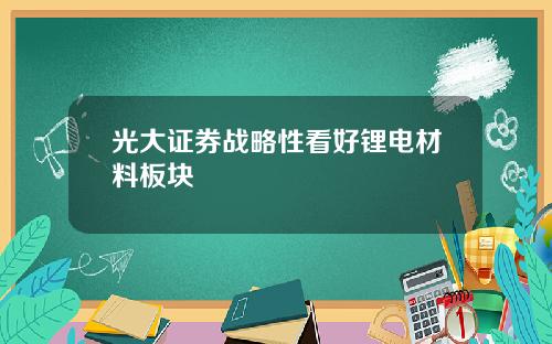 光大证券战略性看好锂电材料板块