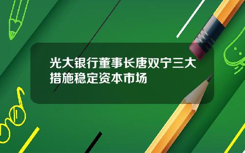 光大银行董事长唐双宁三大措施稳定资本市场