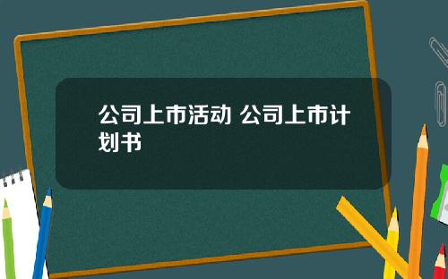 公司上市活动 公司上市计划书