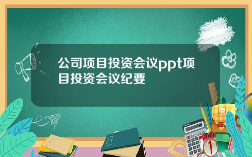 公司项目投资会议ppt项目投资会议纪要
