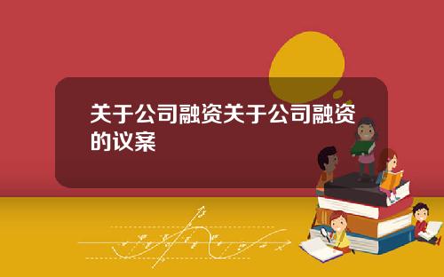 关于公司融资关于公司融资的议案