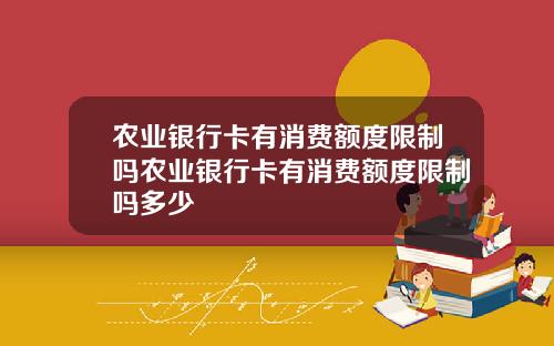 农业银行卡有消费额度限制吗农业银行卡有消费额度限制吗多少
