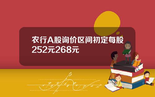 农行A股询价区间初定每股252元268元