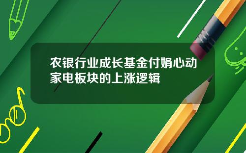 农银行业成长基金付娟心动家电板块的上涨逻辑