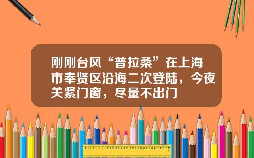 刚刚台风“普拉桑”在上海市奉贤区沿海二次登陆，今夜关紧门窗，尽量不出门
