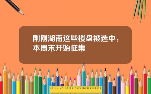 刚刚湖南这些楼盘被选中，本周末开始征集