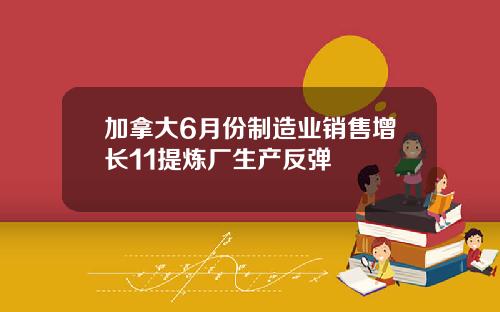 加拿大6月份制造业销售增长11提炼厂生产反弹
