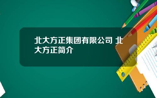 北大方正集团有限公司 北大方正简介