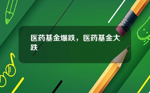 医药基金爆跌，医药基金大跌