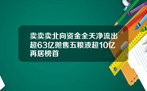 卖卖卖北向资金全天净流出超63亿抛售五粮液超10亿再居榜首