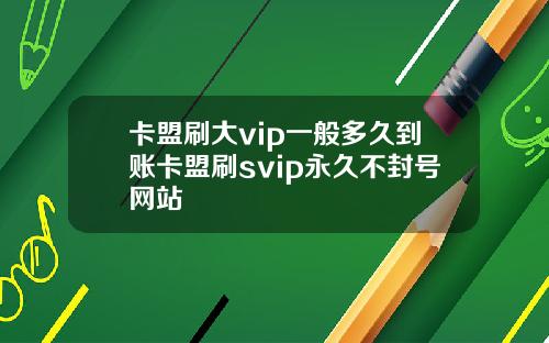 卡盟刷大vip一般多久到账卡盟刷svip永久不封号网站