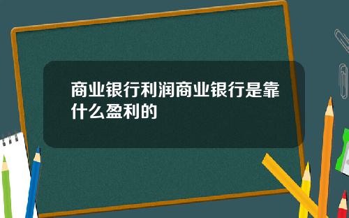 商业银行利润商业银行是靠什么盈利的