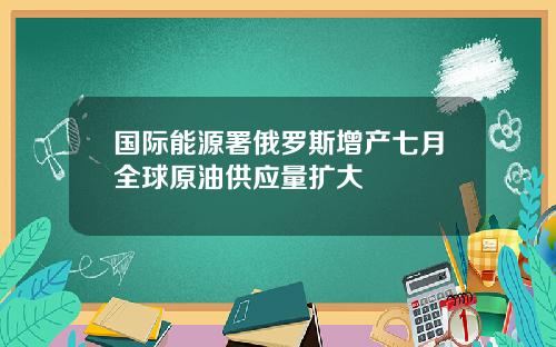 国际能源署俄罗斯增产七月全球原油供应量扩大