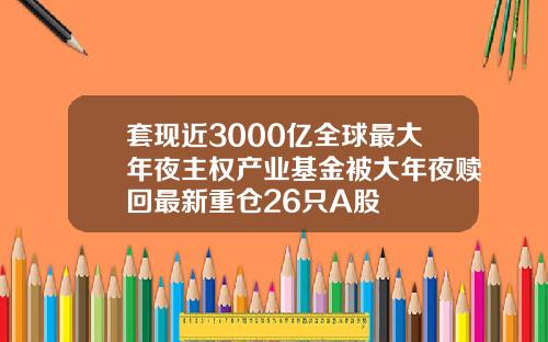 套现近3000亿全球最大年夜主权产业基金被大年夜赎回最新重仓26只A股