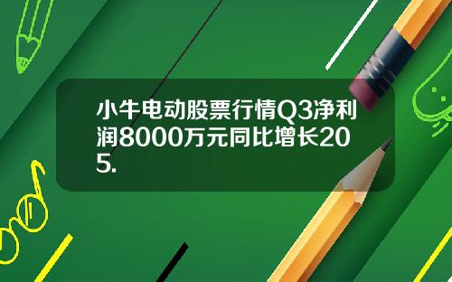 小牛电动股票行情Q3净利润8000万元同比增长205.