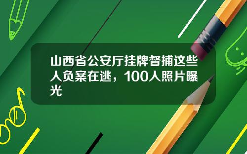 山西省公安厅挂牌督捕这些人负案在逃，100人照片曝光