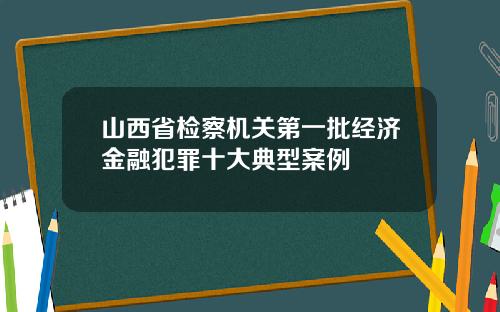 山西省检察机关第一批经济金融犯罪十大典型案例