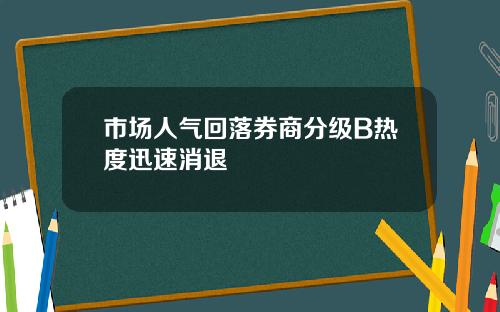 市场人气回落券商分级B热度迅速消退