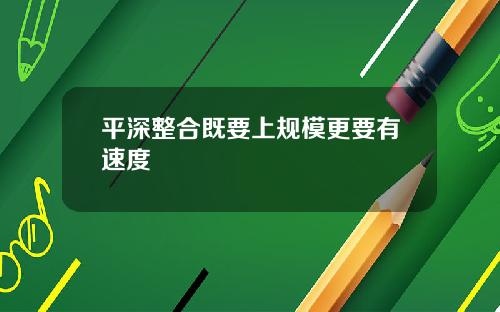 平深整合既要上规模更要有速度