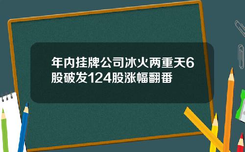 年内挂牌公司冰火两重天6股破发124股涨幅翻番