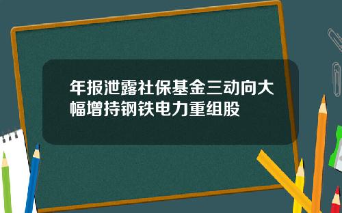 年报泄露社保基金三动向大幅增持钢铁电力重组股