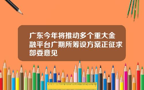 广东今年将推动多个重大金融平台广期所筹设方案正征求部委意见