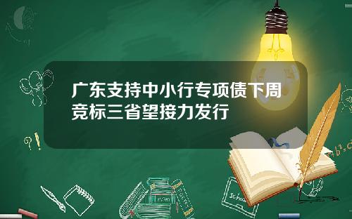 广东支持中小行专项债下周竞标三省望接力发行