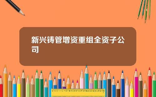 新兴铸管增资重组全资子公司