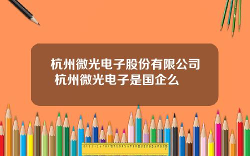杭州微光电子股份有限公司 杭州微光电子是国企么