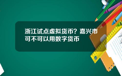 浙江试点虚拟货币？嘉兴市可不可以用数字货币