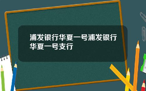 浦发银行华夏一号浦发银行华夏一号支行