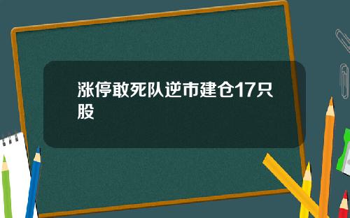 涨停敢死队逆市建仓17只股