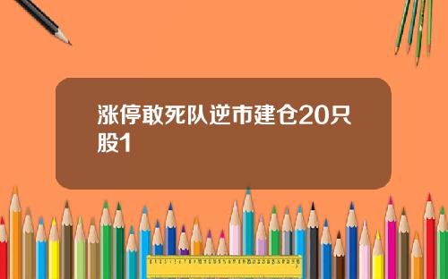 涨停敢死队逆市建仓20只股1