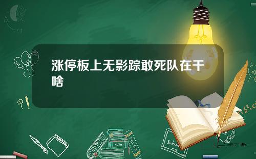 涨停板上无影踪敢死队在干啥