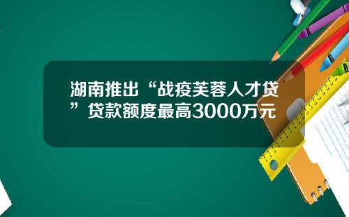 湖南推出“战疫芙蓉人才贷”贷款额度最高3000万元