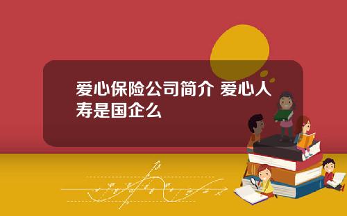 爱心保险公司简介 爱心人寿是国企么